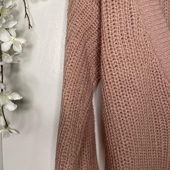 SOFT MAUVE V NECK OVERSIZED SLOUCHY SWEATER - Picture 4 of 8